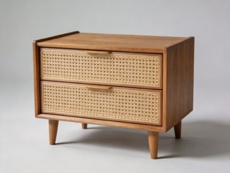 Rattan Front Nightstand Natural Woven